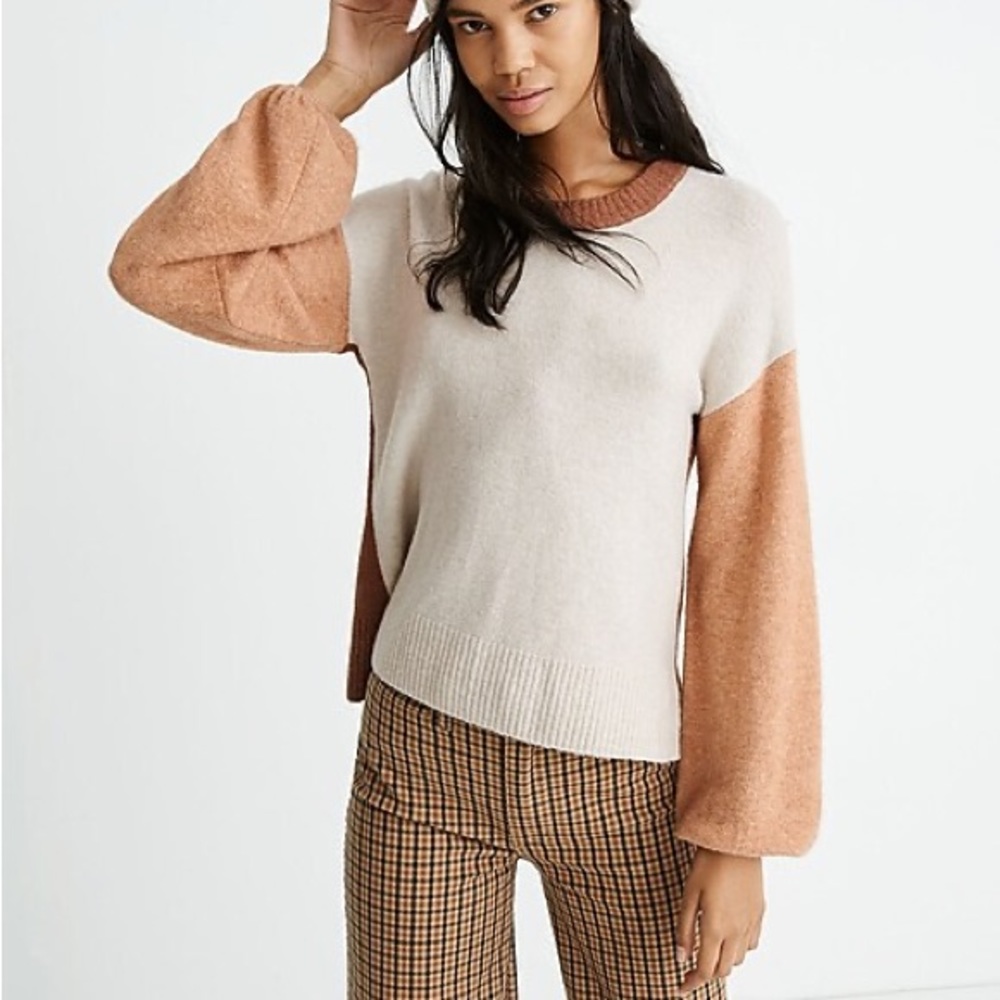 Madewell M colorblock Payton pullover sweater, “coziest yarn”
